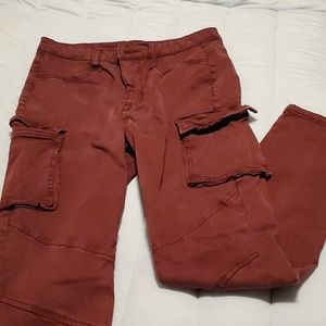 Skinny stretchy maroon cargo pants
